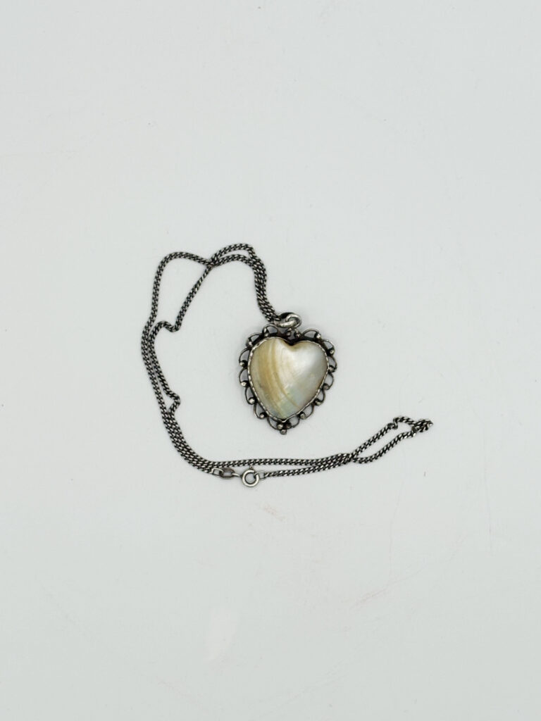 Mother-of-Pearl Heary Pendent Necklace- My Gran was always well accessorised, and this necklace is an iconic piece she wore often.