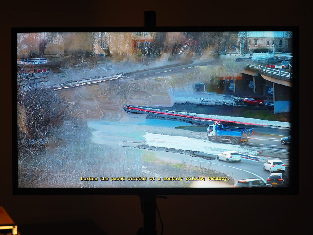 monitor with an abstracted image of a motorway