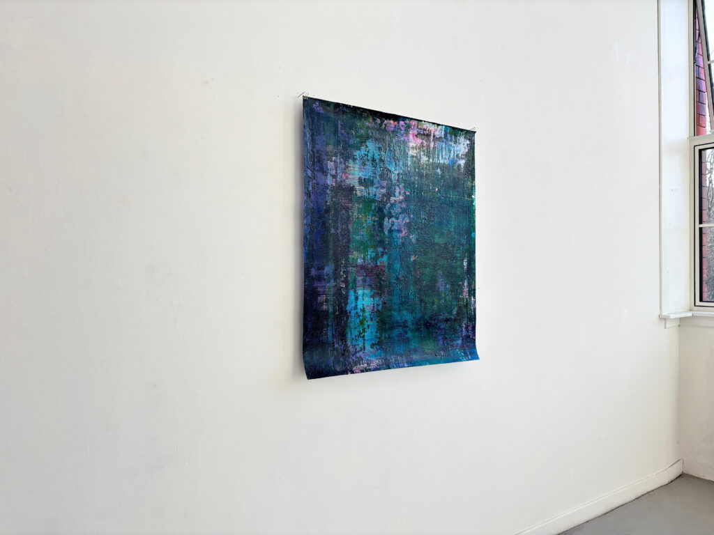 Bonae Yi, Blue Hour : Reflective Depth I, 2026, Acrylic on transparent vinyl, 120 x 90m