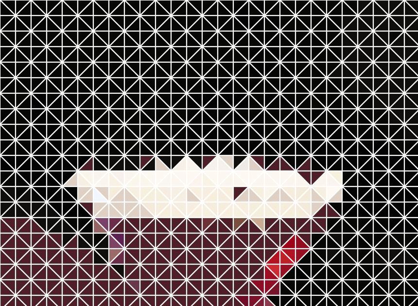 A stylised triangular mosaic generated from an original photo of a cocktail, created using the Mosaic Recipe tool.