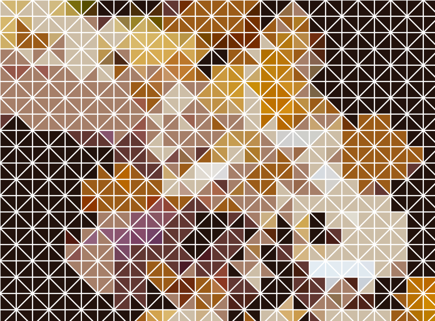 A cheese platter transformed into a triangular digital mosaic using the Mosaic Recipe tool.