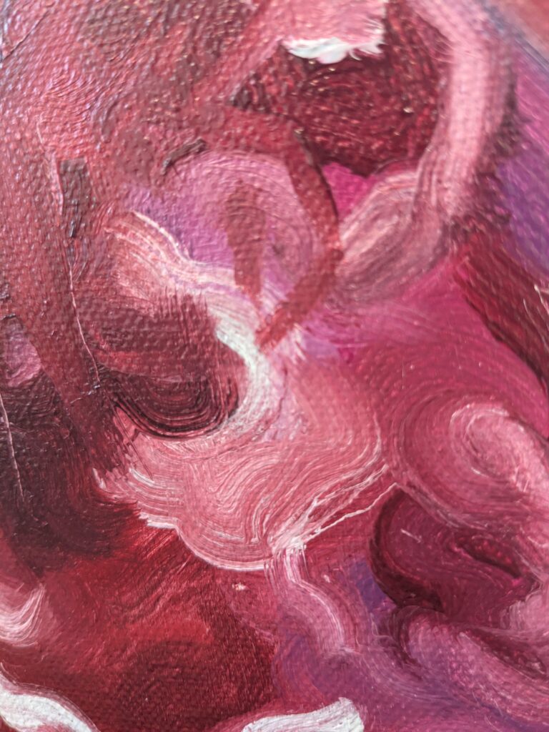close up detail of an oil painting