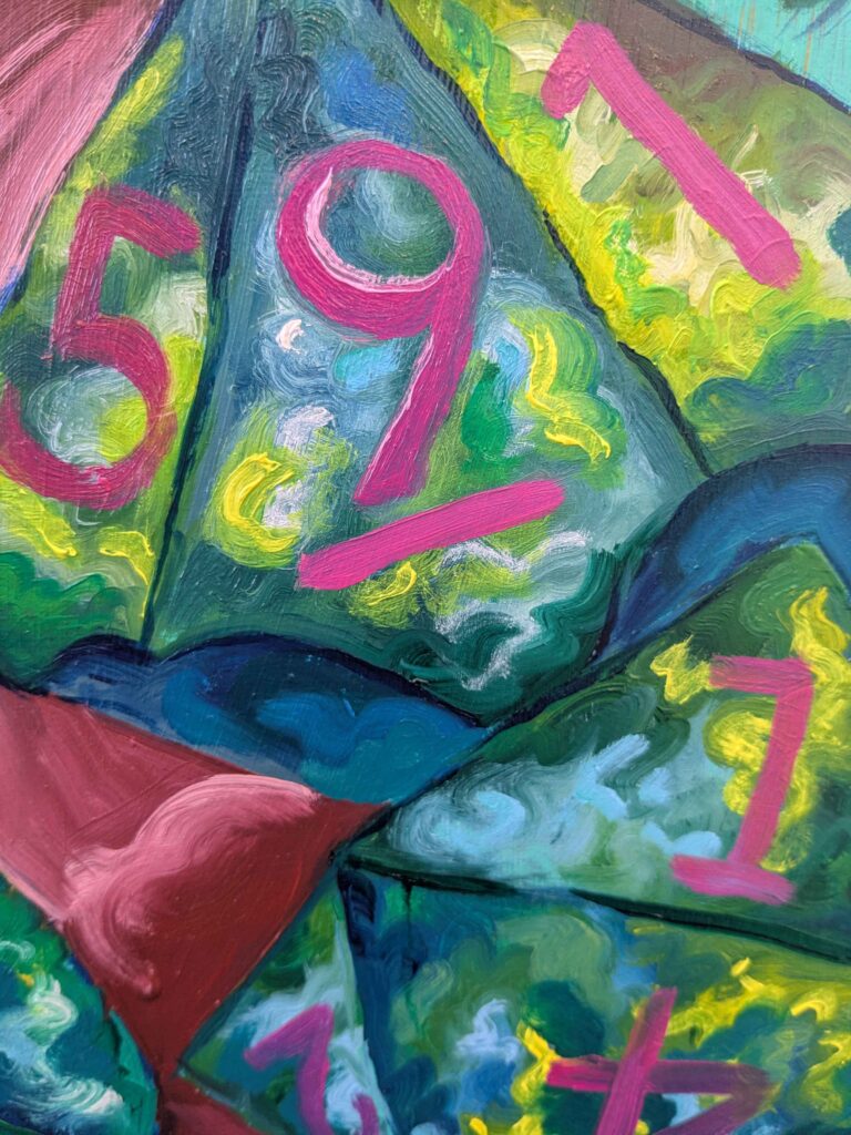 close up detail of an oil painting